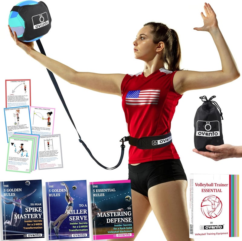 OVANTO Volleyball Training Equipment Aid – Solo Volleyball Equipment in 4 Styles to Serve, Spike, Set and Pass Like a Pro - Adjustable Volleyball Practice Equipment Gift for Beginners & Experts - Image 1
